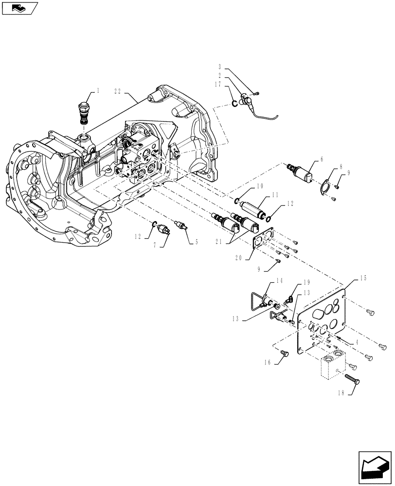 Схема запчастей Case IH FARMALL 50B - (21.504.AK[05]) - FRONT HOUSING 40 HP (21) - TRANSMISSION