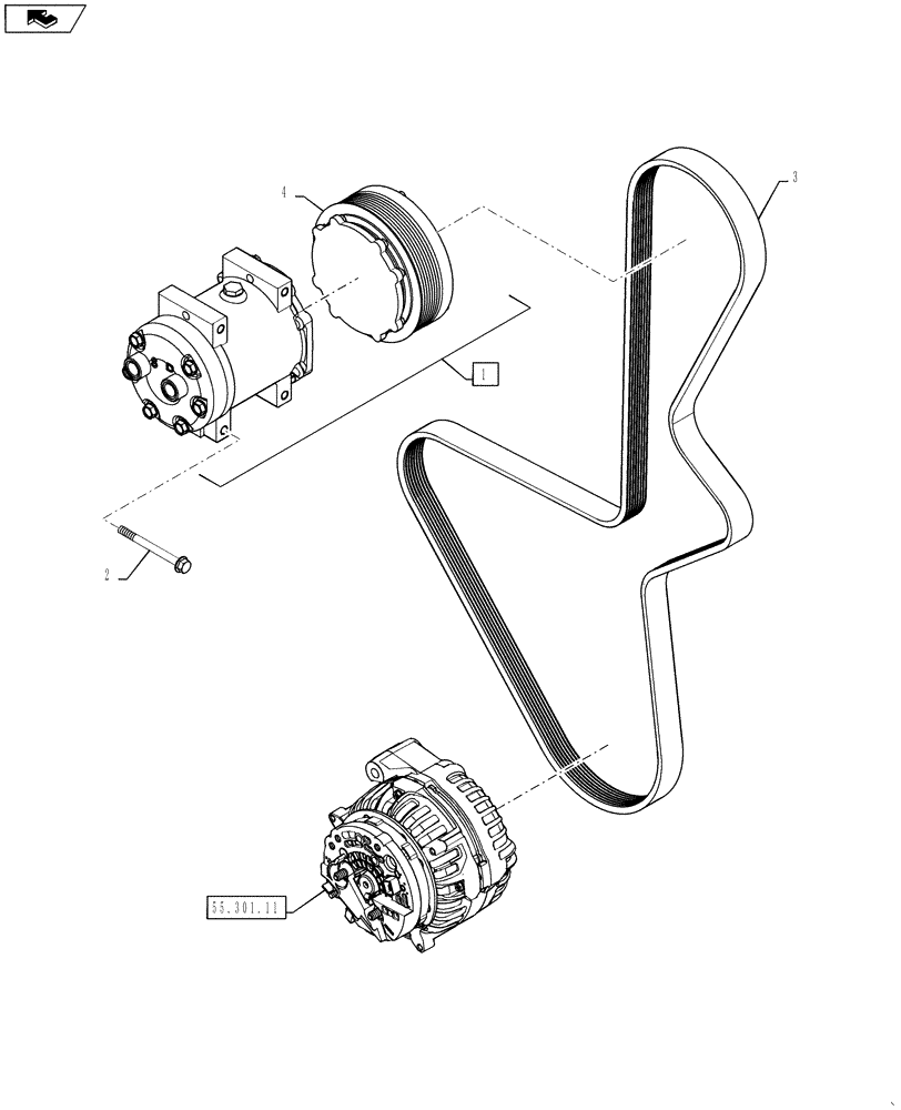 Схема запчастей Case IH 7130 - (50.200.12) - AIR CONDITIONING- COMPRESSOR MOUNTING AND DRIVE-61/7130 CURSOR 9 T2/T4 (50) - CAB CLIMATE CONTROL