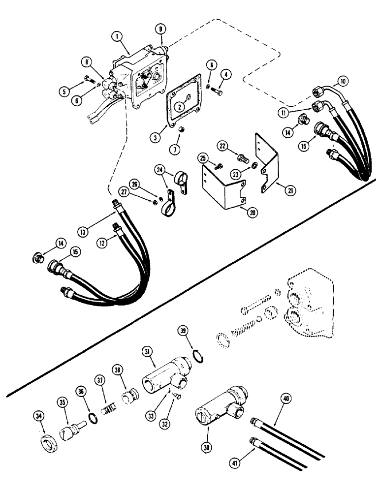 Схема запчастей Case IH 1175 - (185E) - BREAK-AWAY COUPLING AND LINES, STANDARD COUPLINGS, USED PRIOR TO TRACTOR SERIAL NUMBER 8709725 (08) - HYDRAULICS