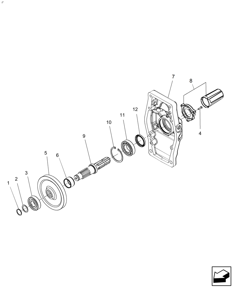 Схема запчастей Case IH FARMALL 50B - (21.504.AB[03]) - REAR PTO COVER ASSEMBLY W/O MID PTO TRANSMISSION (21) - TRANSMISSION