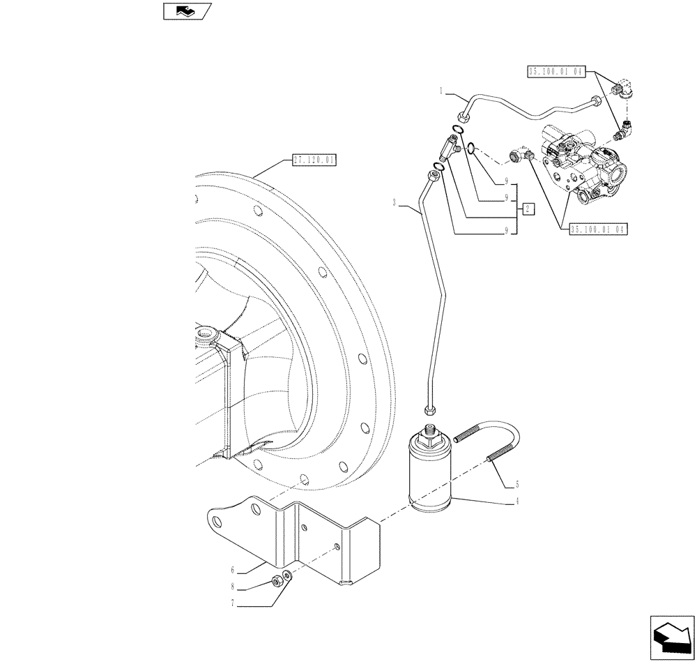 Схема запчастей Case IH PUMA 230 - (35.100.01[08]) - FILTER AND PIPES (35) - HYDRAULIC SYSTEMS