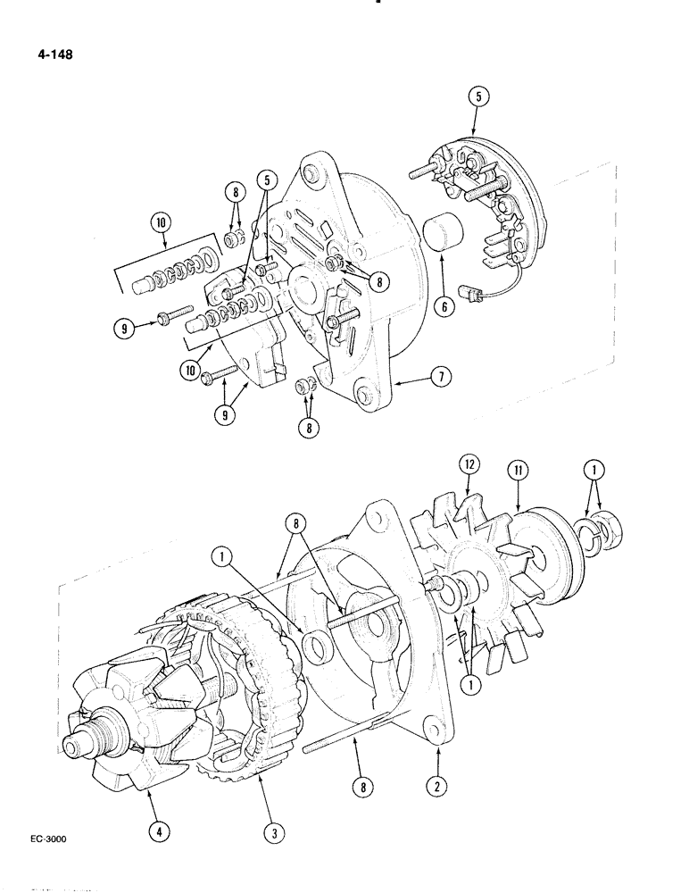 Схема запчастей Case IH 885 - (4-148) - ALTERNATOR, LUCAS A127-65 (04) - ELECTRICAL SYSTEMS