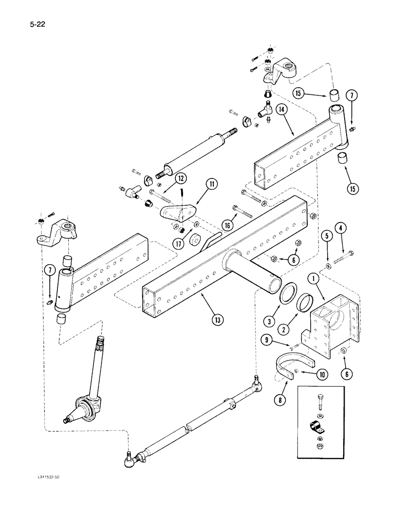 Схема запчастей Case IH 1640 - (5-22) - STEERING AXLE, ADJUSTABLE, EXCEPT POWER GUIDE AXLE (04) - STEERING