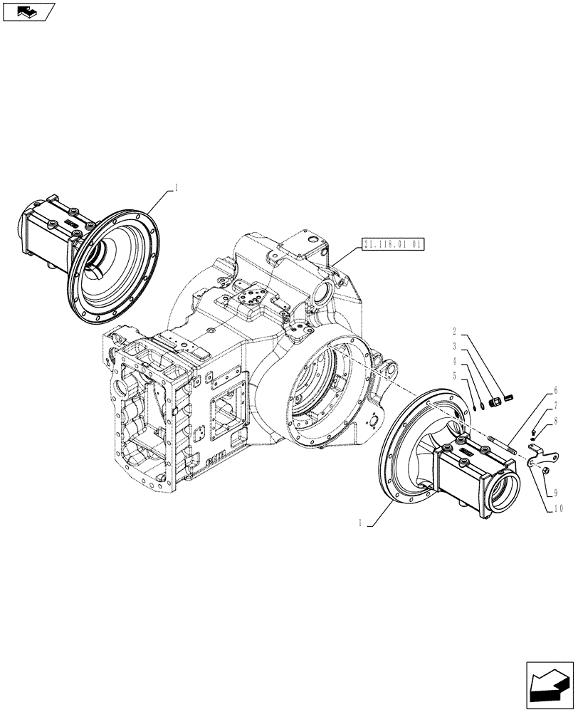 Схема запчастей Case IH PUMA 170 - (27.120.0101) - ABS SYSTEM - SIDE REDUCTION UNIT HOUSING (VAR. 743922) (27) - REAR AXLE SYSTEM