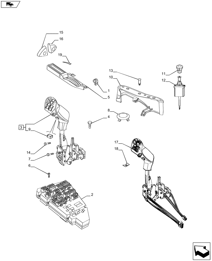 Схема запчастей Case IH PUMA 170 - (55.512.05[01]) - ARMREST CONTROL UNIT - ELECTRONIC CONTROLS AND ELECTRONIC CONTROL UNIT (55) - ELECTRICAL SYSTEMS