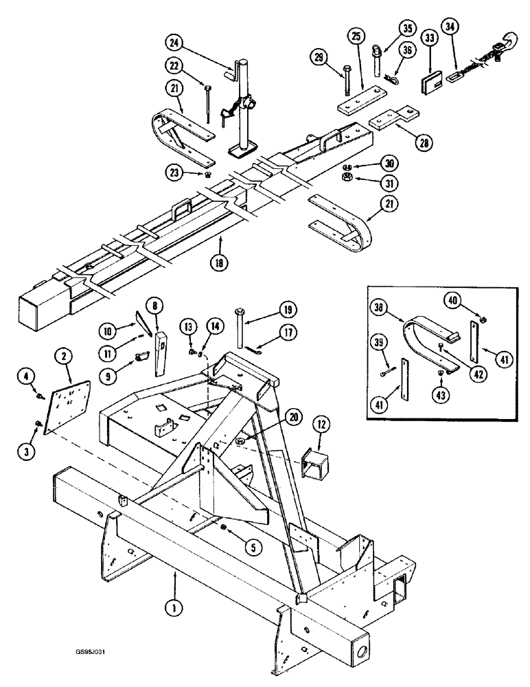 Схема запчастей Case IH 1682 - (9-008) - MAIN FRAME AND TONGUE (09) - CHASSIS ATTACHMENTS