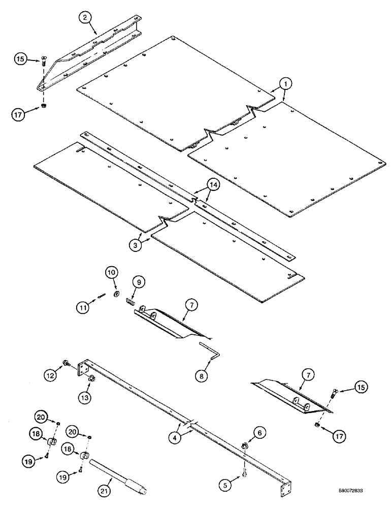 Схема запчастей Case IH 2166 - (9D-28) - TAILINGS AUGER TROUGH PANEL AND GATE, MODELS WITH STRAW SPREADER (16) - GRAIN ELEVATORS & AUGERS