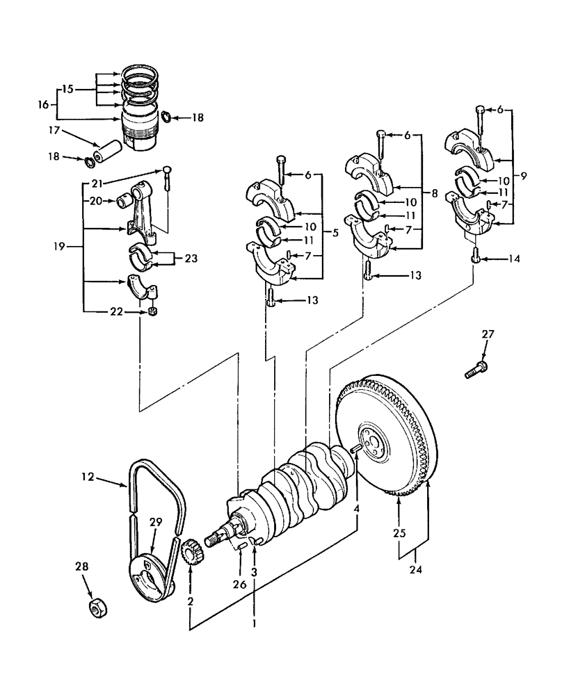 Схема запчастей Case IH DX21 - (01.07) - CRANKSHAFT & PISTON (01) - ENGINE