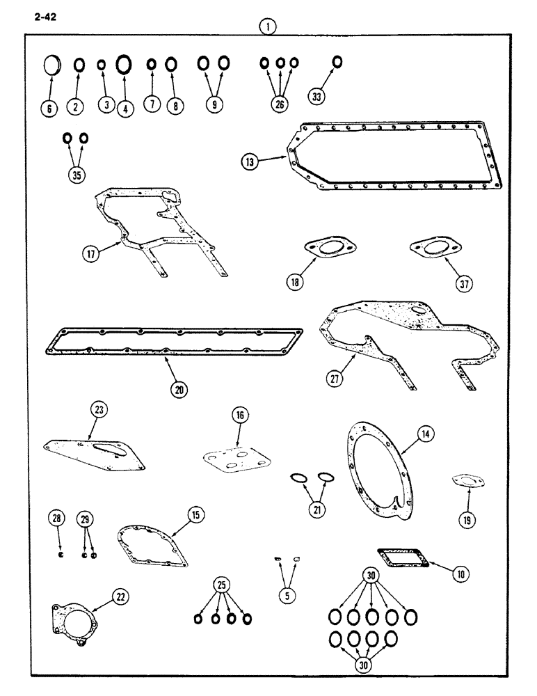 Схема запчастей Case IH 1620 - (2-042) - GASKET KITS, D358 DIESEL ENGINE (01) - ENGINE