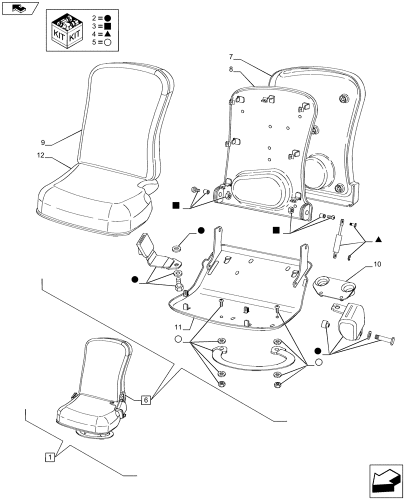 Схема запчастей Case IH PUMA 130 - (88.090.15[02]) - DIA KIT, PASSENGER SEAT WITH BELT - BREAKDOWN (88) - ACCESSORIES