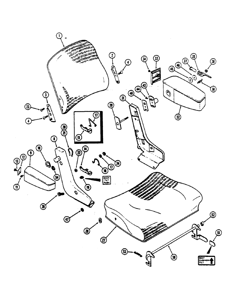 Схема запчастей Case IH 2590 - (9-342) - SWIVEL SEAT ASSEMBLY, ARMS AND BACKREST (09) - CHASSIS/ATTACHMENTS