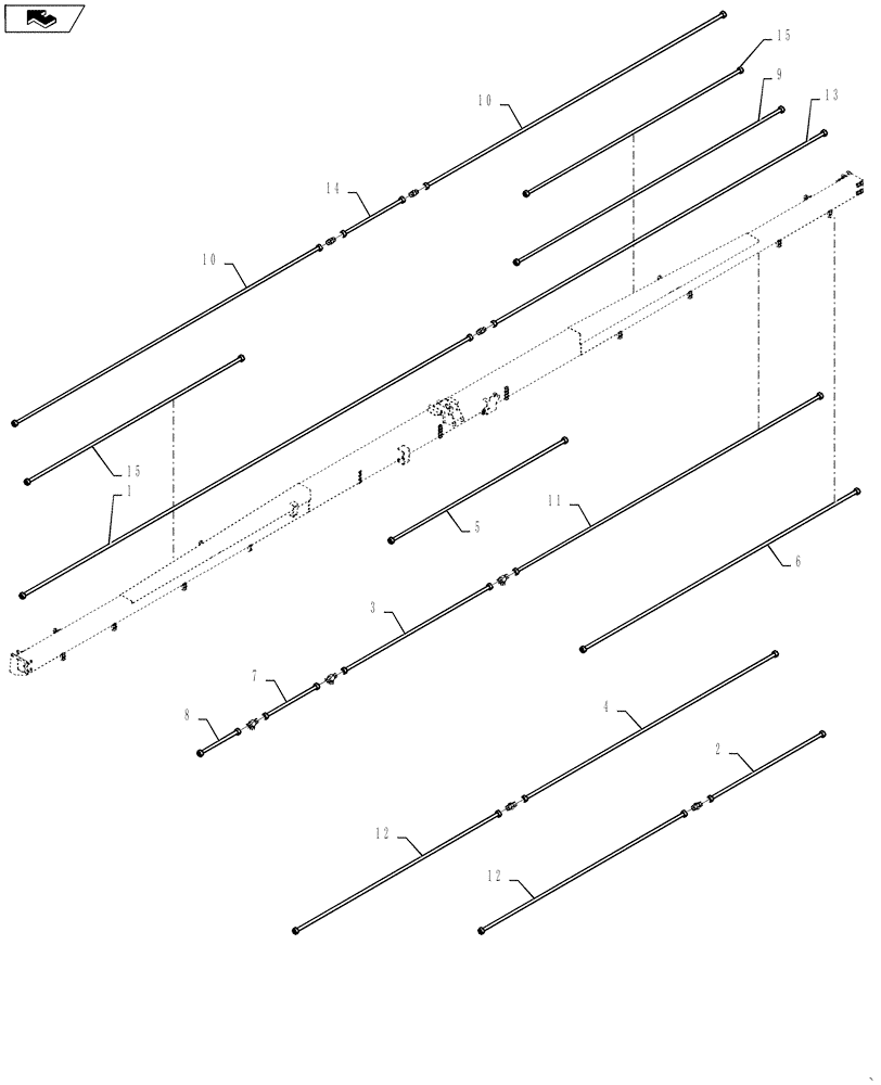 Схема запчастей Case IH DH362 - (20.07.07[09.1]) - STEEL LINES, SINGLE SWATH, 36FT, FROM PIN YBZB01433 (07) - HYDRAULICS