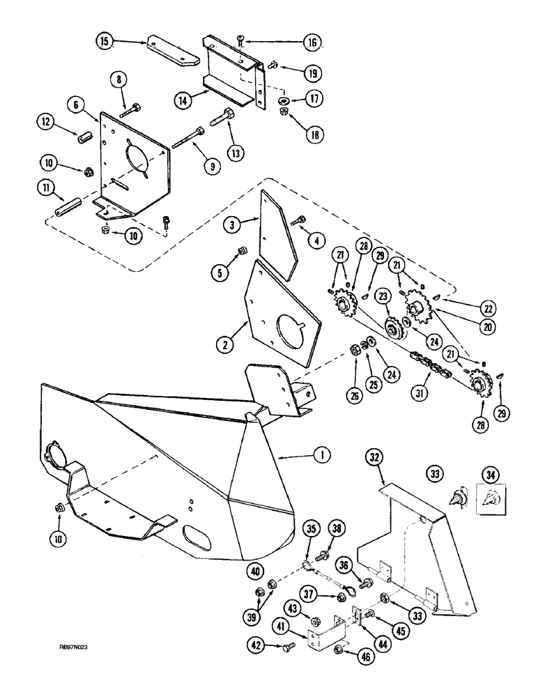 Схема запчастей Case IH 1015 - (9-36) - PICKUP DRIVE (58) - ATTACHMENTS/HEADERS