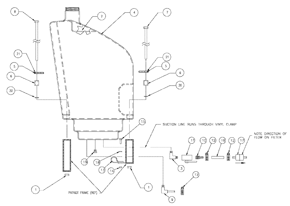 Схема запчастей Case IH 3150 - (04-006) - FUEL TANK ASSEMBLY & HARDWARE Suspension & Frame