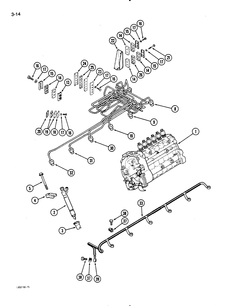 Схема запчастей Case IH 9110 - (3-14) - FUEL INJECTION SYSTEM, 6TA-830 ENGINE (03) - FUEL SYSTEM