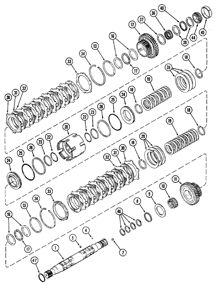 Схема запчастей Case IH 7230 - (6-014) - TRANSMISSION SPEED, OUTPUT SHAFT AND FRONT CLUTCH (06) - POWER TRAIN