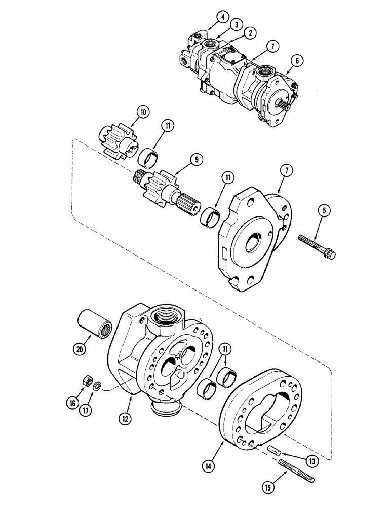 Схема запчастей Case IH 4690 - (8-264) - TRIPLE HYDRAULIC PUMP ASSEMBLY, CHARGE PUMP SECTION (08) - HYDRAULICS