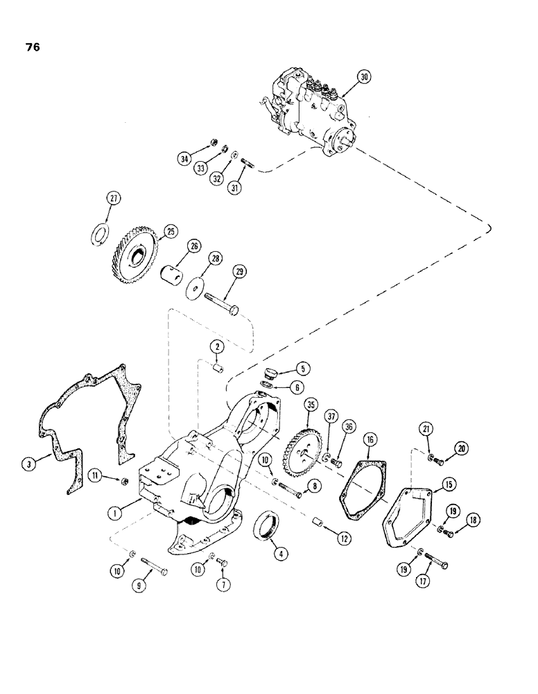 Схема запчастей Case IH 336BD - (076) - TIMING GEAR COVER, ENGINE LESS FUEL DEVICE, 336BD AND 301BD NATURALLY ASPIRATED ENGINES 