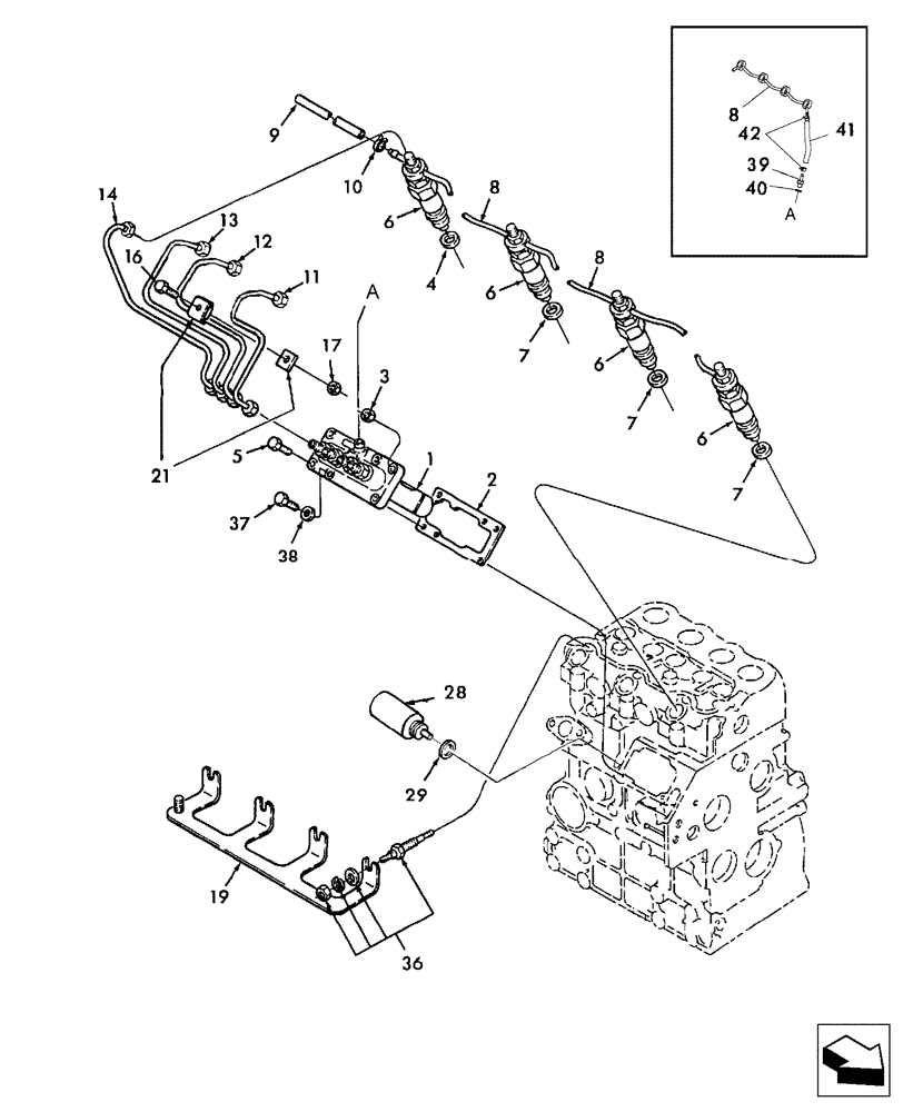 Схема запчастей Case IH FARMALL 40B CVT - (10.218.AQ) - FUEL INJECTION PUMP & LINES (10) - ENGINE