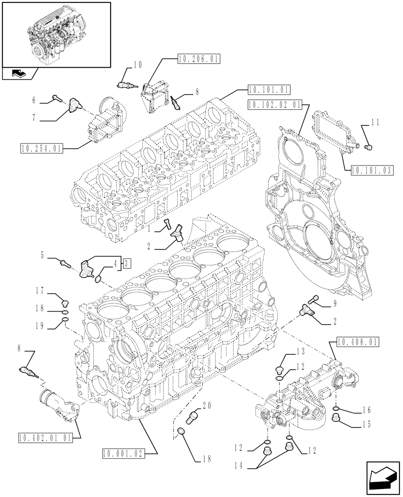 Схема запчастей Case IH F3CE0684F E001 - (55.414.01) - MOTOR SENSORS (504228090 - 504210473 - 504236504) (06) - ELECTRICAL SYSTEMS