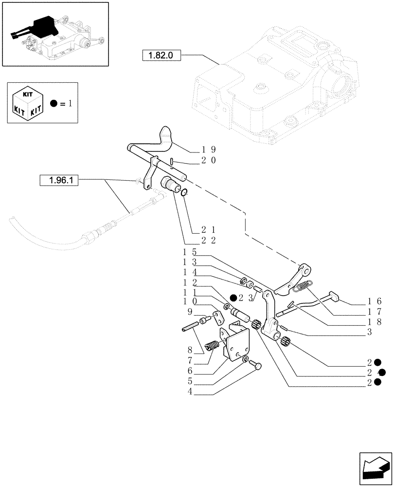 Схема запчастей Case IH MXU115 - (1.82.5/01[02]) - (VAR.061-062-072-783) SUPPLEMENTARY CYLINDERS - LIFT CONTROL PARTS (07) - HYDRAULIC SYSTEM