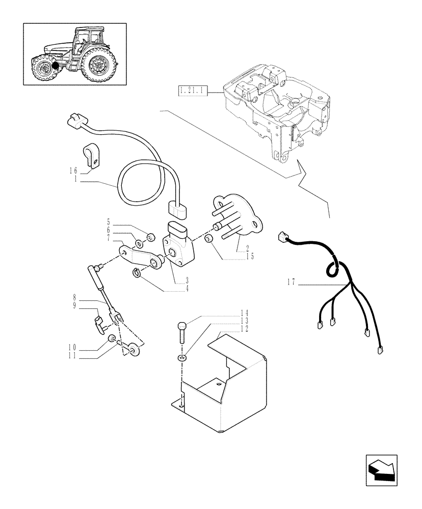 Схема запчастей Case IH MAXXUM 120 - (1.91.1/01) - 4WD (CL.3) SUSPENDED FRONT AXLE - SENSOR AND RELATED PARTS (VAR.330414-330427) (10) - OPERATORS PLATFORM/CAB