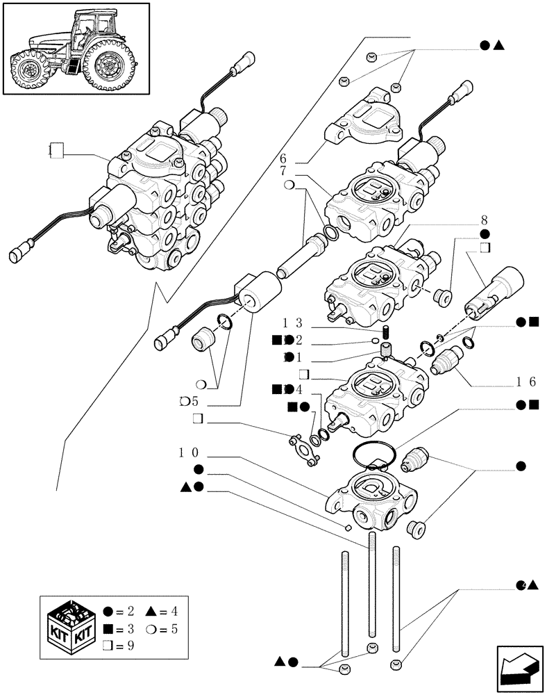 Схема запчастей Case IH MXU115 - (1.82.7/03A) - (VAR.633) 3 CONTROL VALVES WITH MECHANICAL JOYSTICK FOR LOADER (NA) - BREAKDOWN (07) - HYDRAULIC SYSTEM