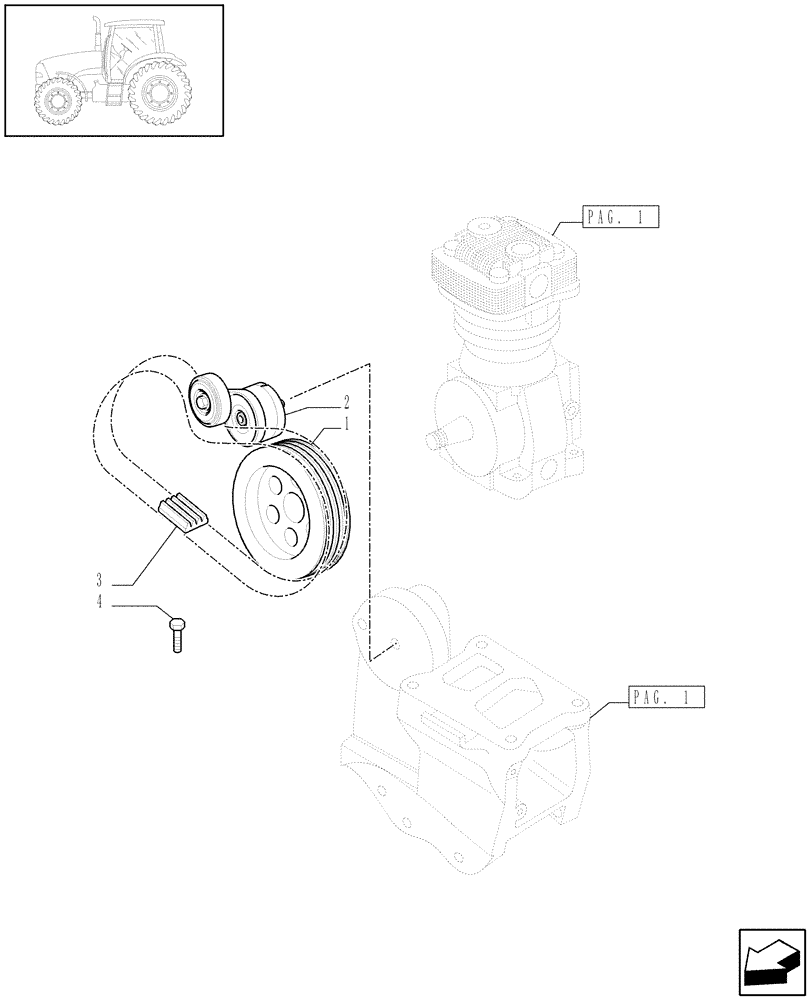 Схема запчастей Case IH PUMA 165 - (1.68.6[02]) - (VAR.178-385) TRAILER AIR BRAKE - PULLEYS AND BELT (05) - REAR AXLE