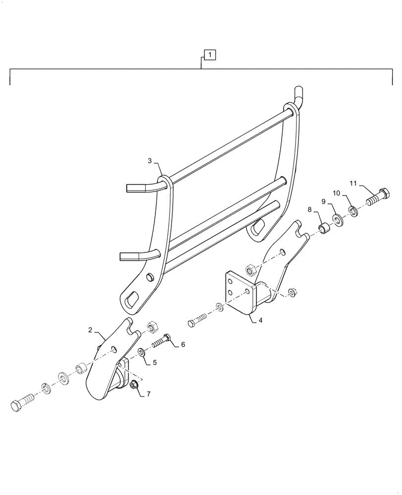 Схема запчастей Case IH FARMALL 55C - (88.090.AA[05]) - DIA KIT, GRILLE GUARD KIT (88) - ACCESSORIES