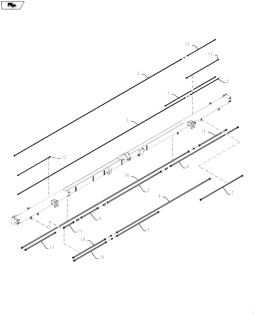 Схема запчастей Case IH DH302 - (20.07.07[08.1]) - STEEL LINES, SINGLE SWATH, 30FT, FROM PIN YBZB01431 (07) - HYDRAULICS