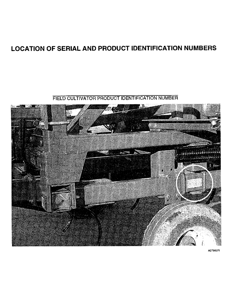 Схема запчастей Case IH 4300 - (1-002) - LOCATION OF SERIAL AND PRODUCT IDENTIFICATION NUMBERS (00) - PICTORIAL INDEX