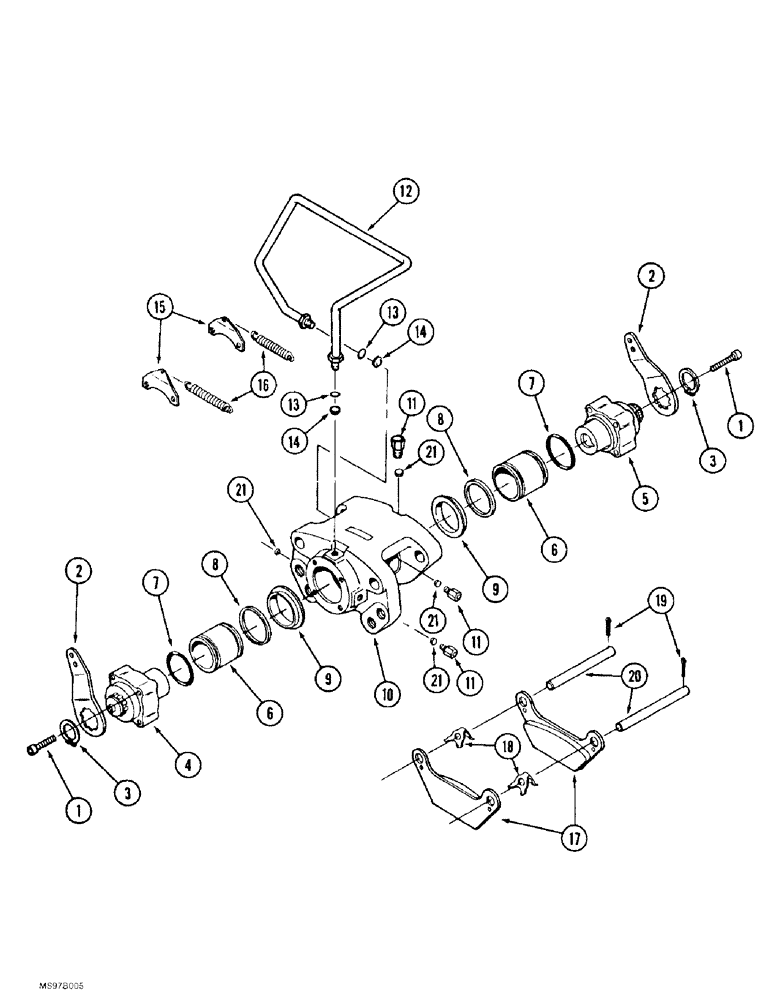 Схема запчастей Case IH 9370 - (7-14) - BRAKE CALIPER ASSEMBLY, WITH PARKING BRAKE (07) - BRAKES