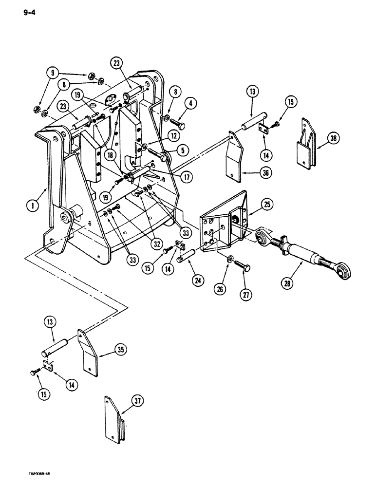 Схема запчастей Case IH 9180 - (9-04) - HITCH UPPER AND LOWER LINK MOUNT (09) - CHASSIS/ATTACHMENTS