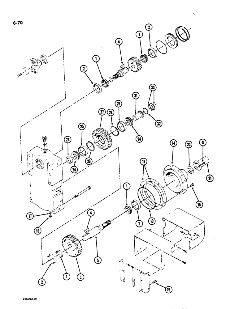 Схема запчастей Case IH 9170 - (6-70) - PTO TRANSFER CASE ASSEMBLY (06) - POWER TRAIN