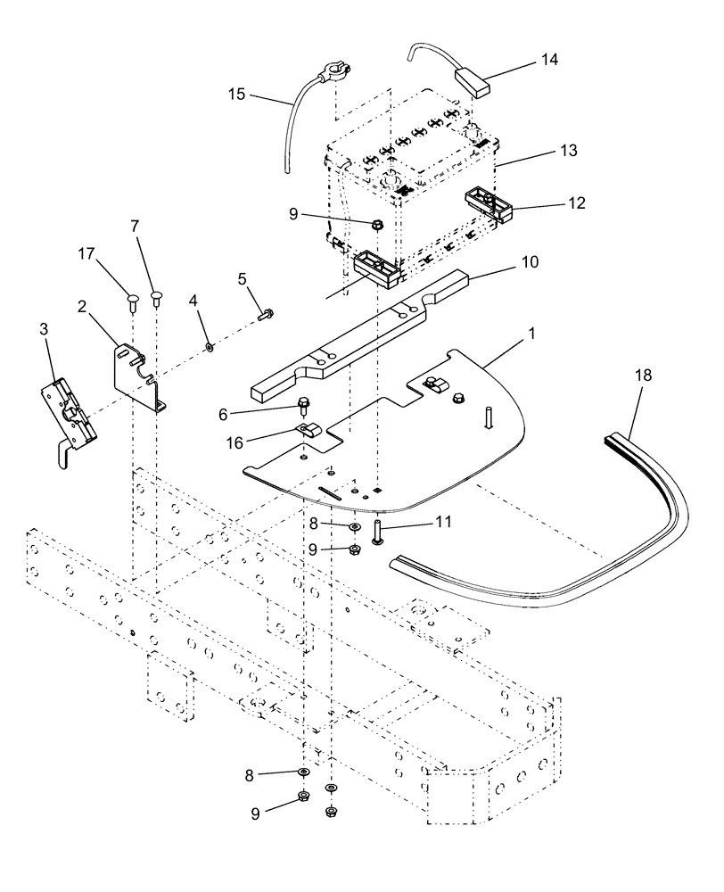 Схема запчастей Case IH FARMALL 40B CVT - (55.302.AG) - BATTERY & BATTERY PLATE (55) - ELECTRICAL SYSTEMS