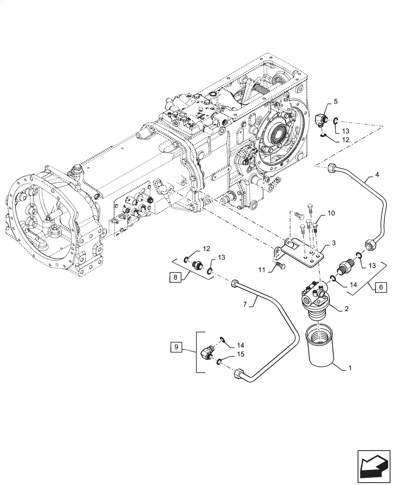 Схема запчастей Case IH FARMALL 55C - (21.506.BC) - COMPLETE TRANSMISSION EXTERNAL FILTER & PIPING (21) - TRANSMISSION