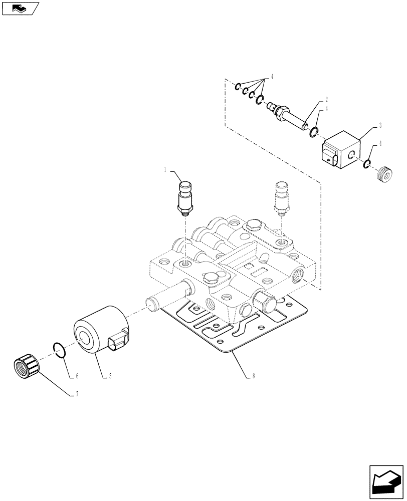 Схема запчастей Case IH FARMALL 40B CVT - (21.504.AB[04]) - VARIATOR HYDRAULIC CONTROL VALVE (21) - TRANSMISSION