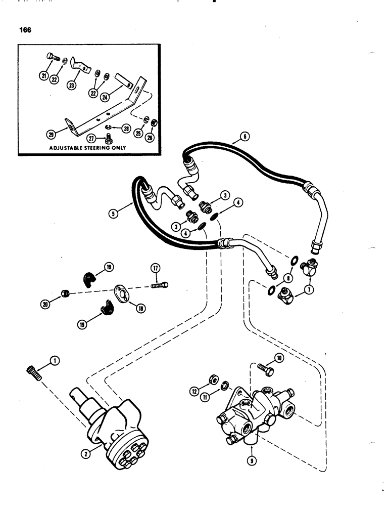 Схема запчастей Case IH 1070 - (0166) - HYDROSTATIC STEERING, USED PRIOR TO TRACTOR SERIAL NUMBER 8693001 (05) - STEERING