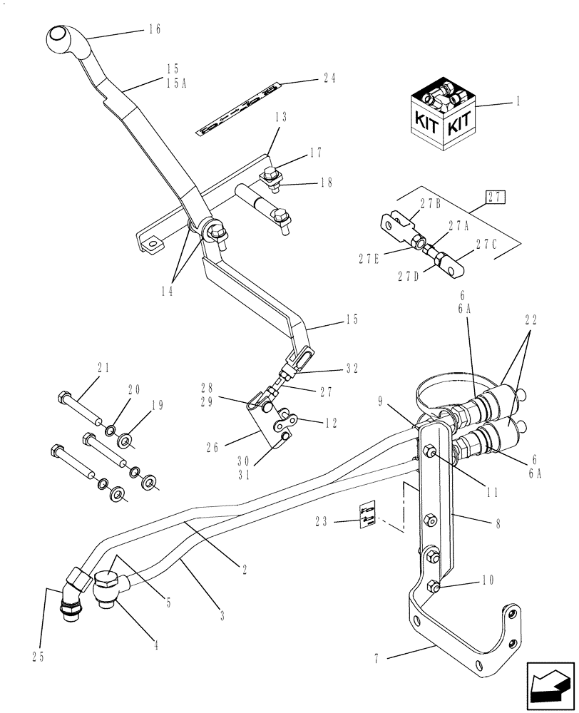 Схема запчастей Case IH FARMALL 55C - (88.035.AA[01]) - DIA KIT, REAR REMOTE #1 COMPLETING KIT (88) - ACCESSORIES