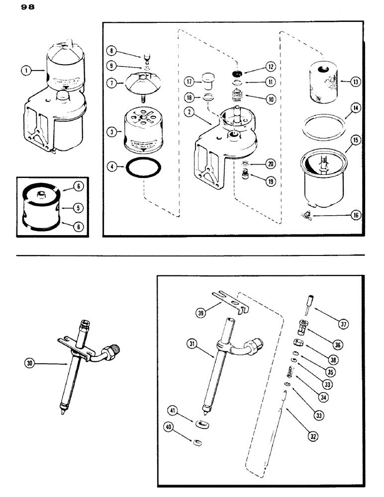 Схема запчастей Case IH 430 - (098) - FUEL FILTER, 430-530, 188, DIESEL ENGINE (03) - FUEL SYSTEM