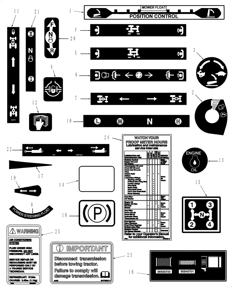 Схема запчастей Case IH FARMALL 40B CVT - (90.108.AB[02]) - DECALS, OPERATING (90) - PLATFORM, CAB, BODYWORK AND DECALS