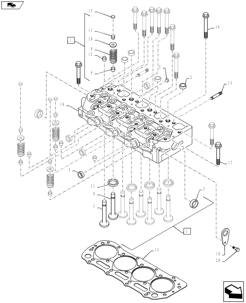 Схема запчастей Case IH FARMALL 40B CVT - (10.101.AA[01]) - CYLINDER HEAD (10) - ENGINE