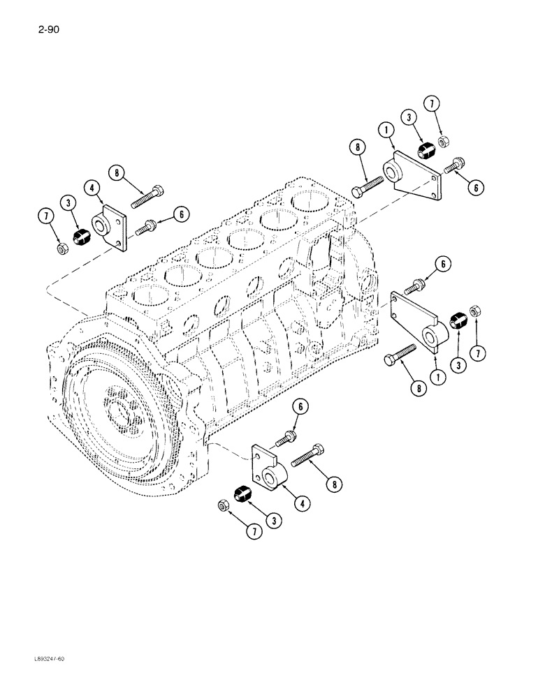 Схема запчастей Case IH 1822 - (2-90) - ENGINE SUPPORTS 1822 COTTON PICKER (01) - ENGINE