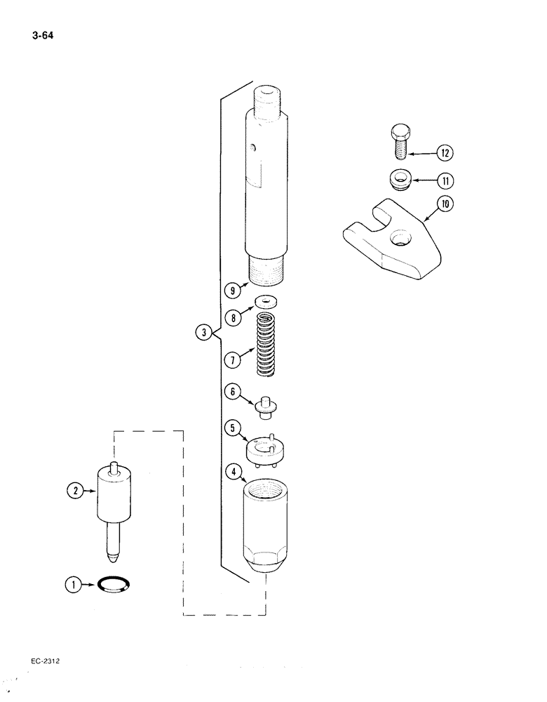 Схема запчастей Case IH 385 - (3-064) - FUEL INJECTION NOZZLE HOLDER (03) - FUEL SYSTEM