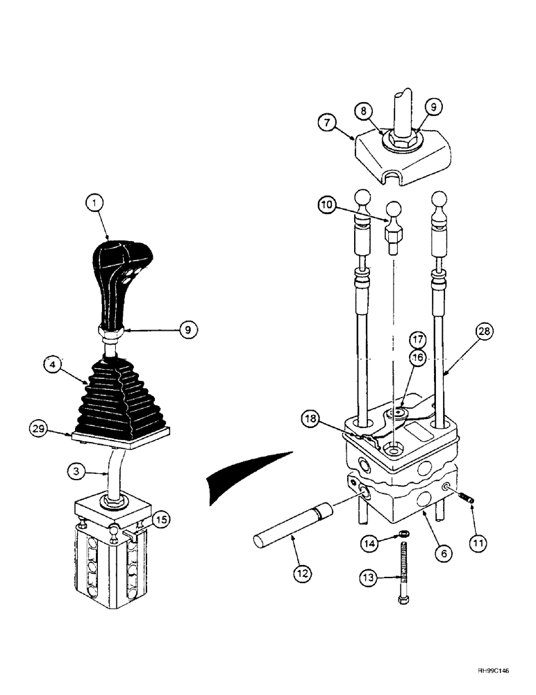 Схема запчастей Case IH L700 - (8-28) - CONTROL ASSEMBLY - 2 FUNCTION (08) - HYDRAULICS