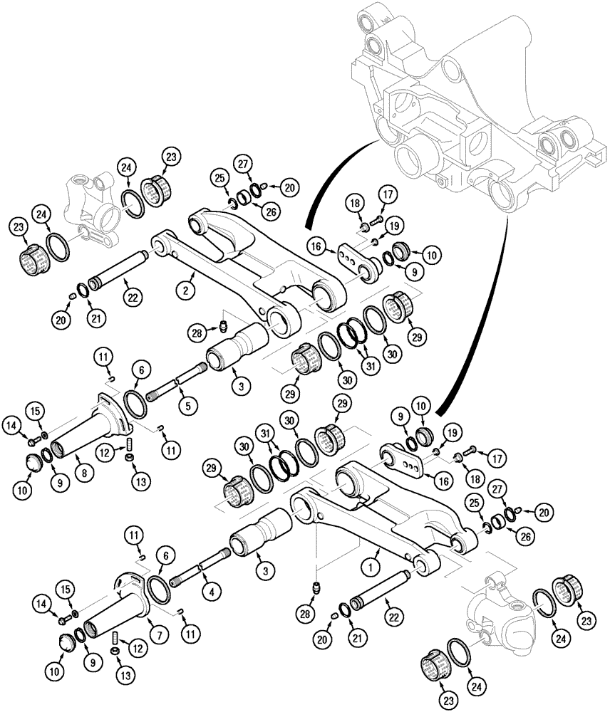 Схема запчастей Case IH MX120 - (05-14) - FRONT AXLE SUSPENSION (05) - STEERING