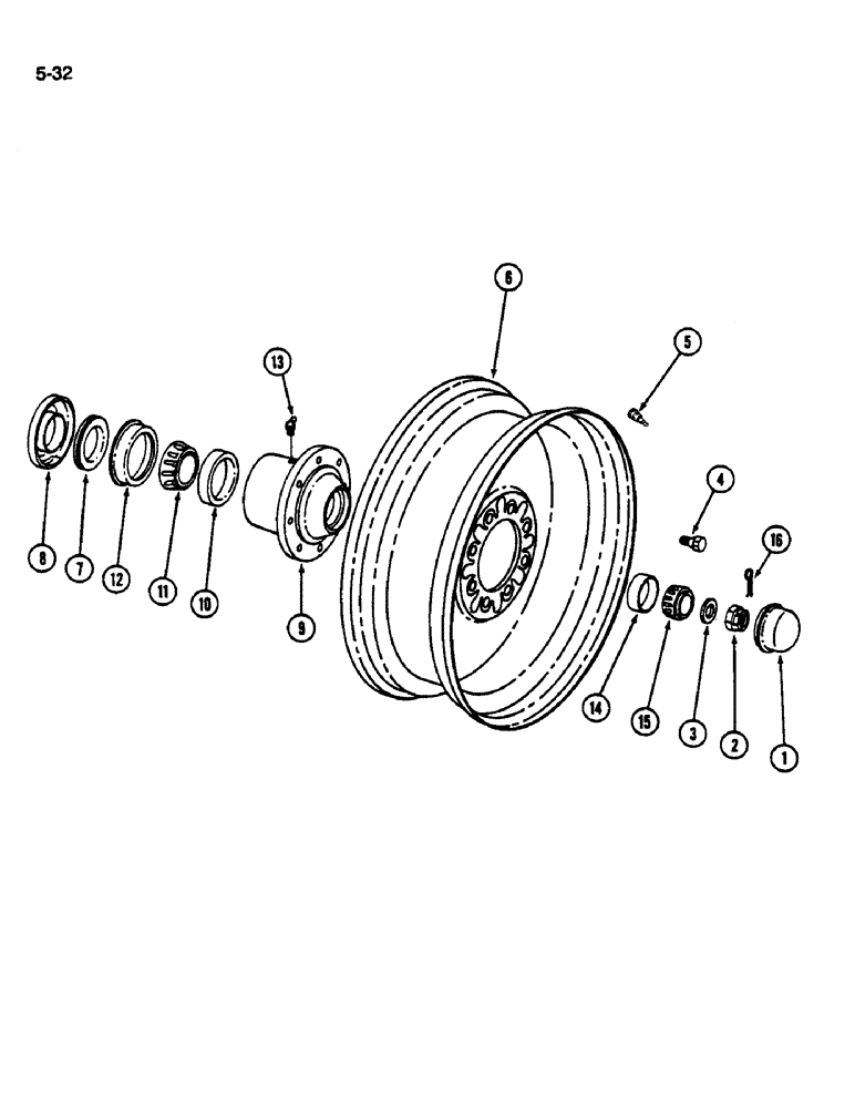 Схема запчастей Case IH 1844 - (5-32) - REAR WHEEL & HUB, 1844 COTTON PICKER (04) - STEERING