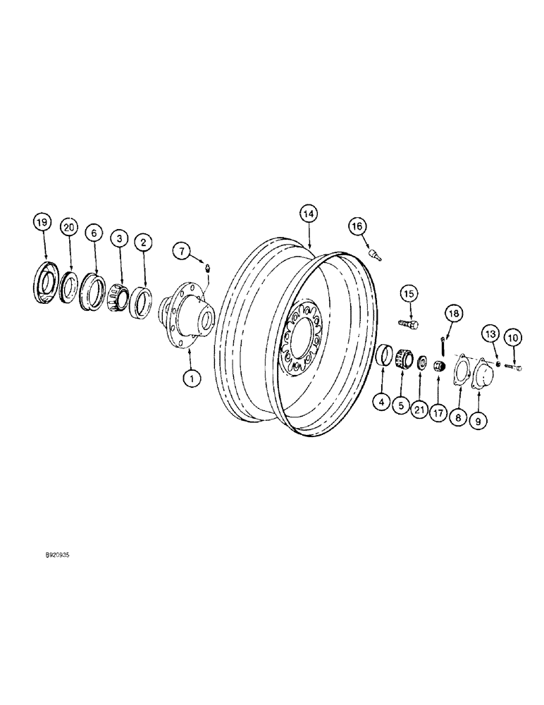 Схема запчастей Case IH 2022 - (5-28) - REAR STEERING WHEEL AND HUB, 2022 COTTON PICKER PRIOR TO P.I.N. JJC13388 (04) - STEERING