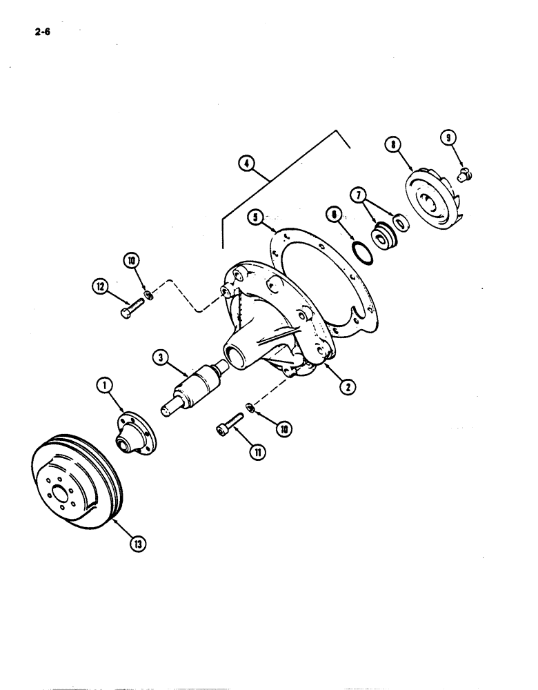 Схема запчастей Case IH 782 - (2-06) - WATER PUMP AND PULLEY, D358 DIESEL ENGINE (01) - ENGINE