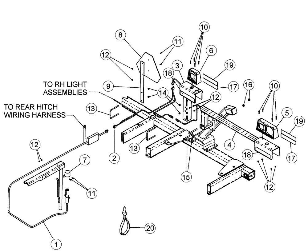 Схема запчастей Case IH 4450 - (04-02) - WARNING & TAIL LAMP ASSEMBLY - LAYOUT - 26 FOOT 3 INCH THROUGH 34 FOOT 1 INCH 